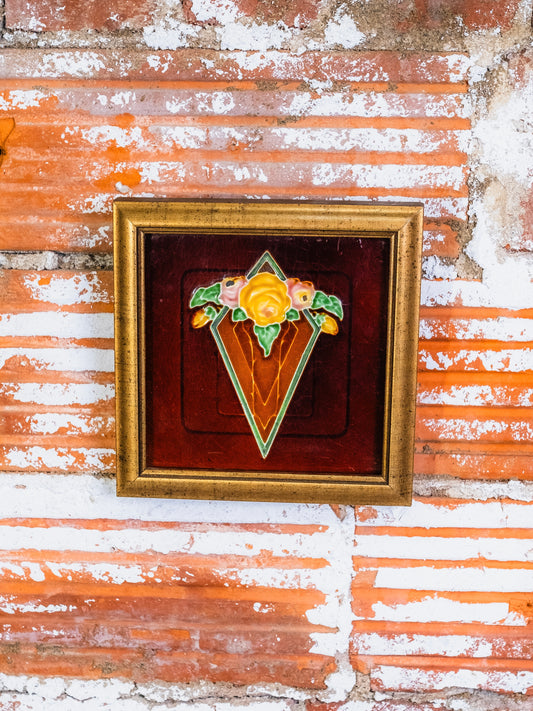 Antique Framed H&R Johnson Art Nouveau Majolica Tile