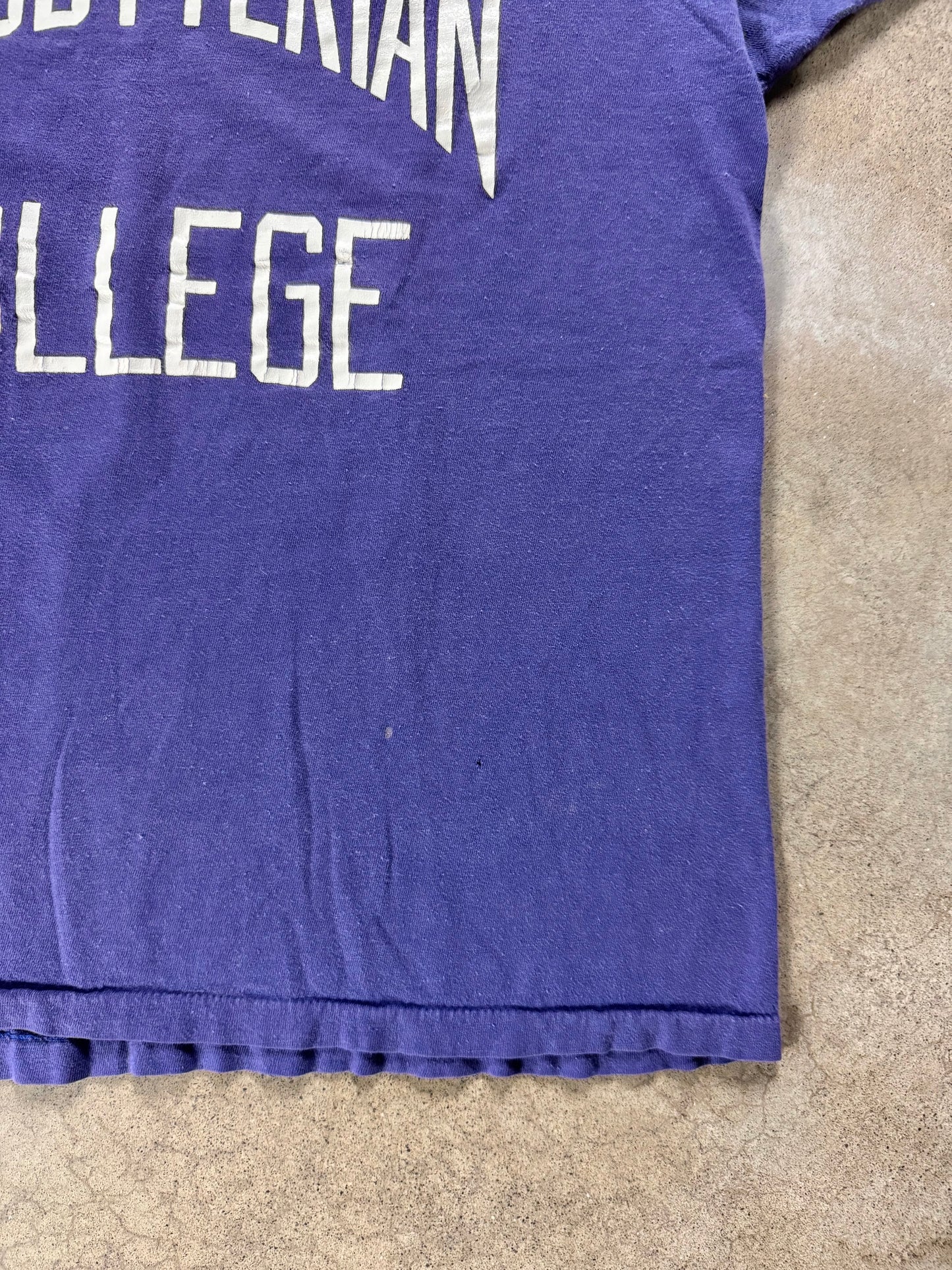 Vintage 1980s Champion Purple Presbyterian College Tee | Large