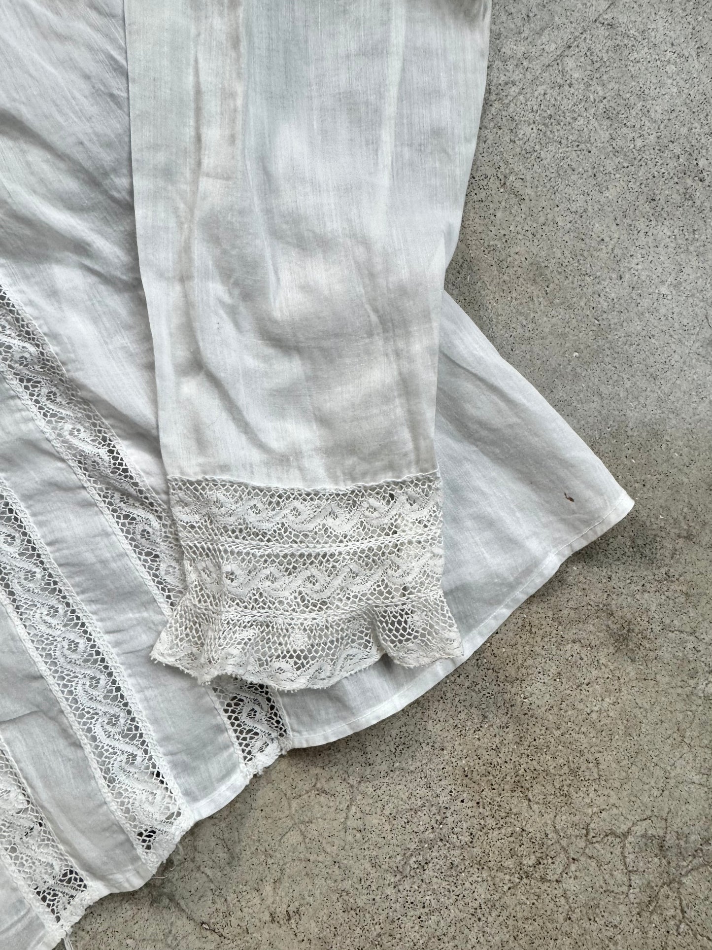 Antique 1900s Edwardian White Lace High-Neck Blouse | XS/S