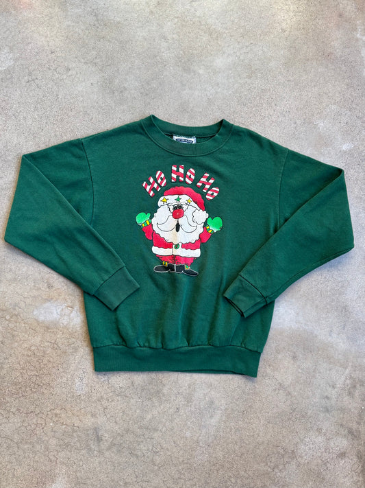 Vintage 1990s Lee Christmas Santa Graphic Crewneck Sweatshirt | Youth L