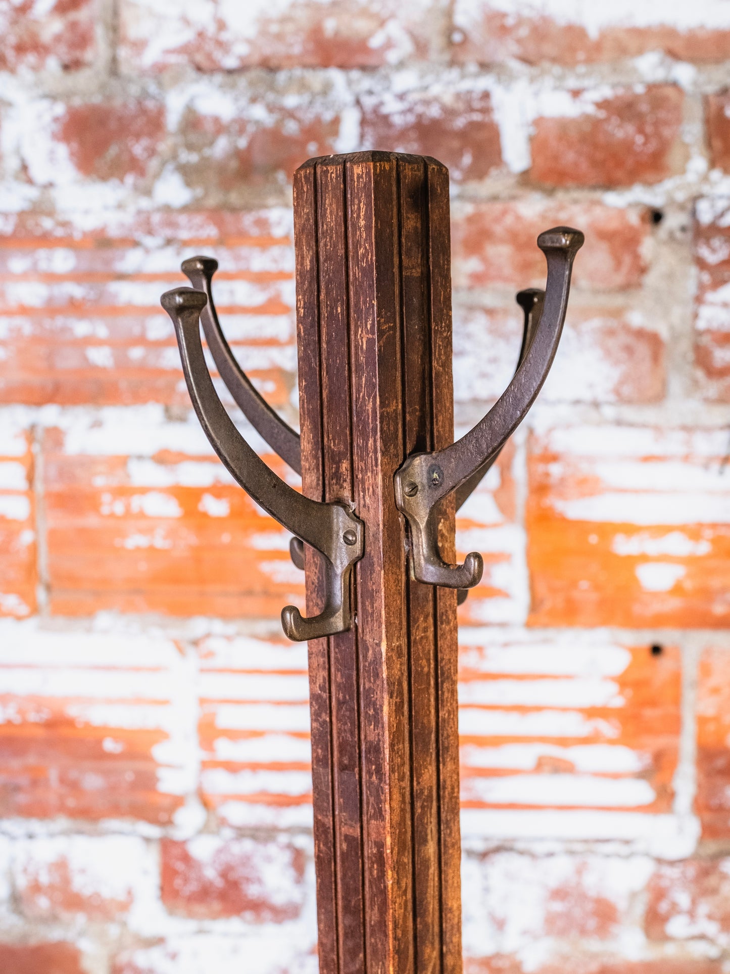 Antique Mission-Style Wood Coat Rack