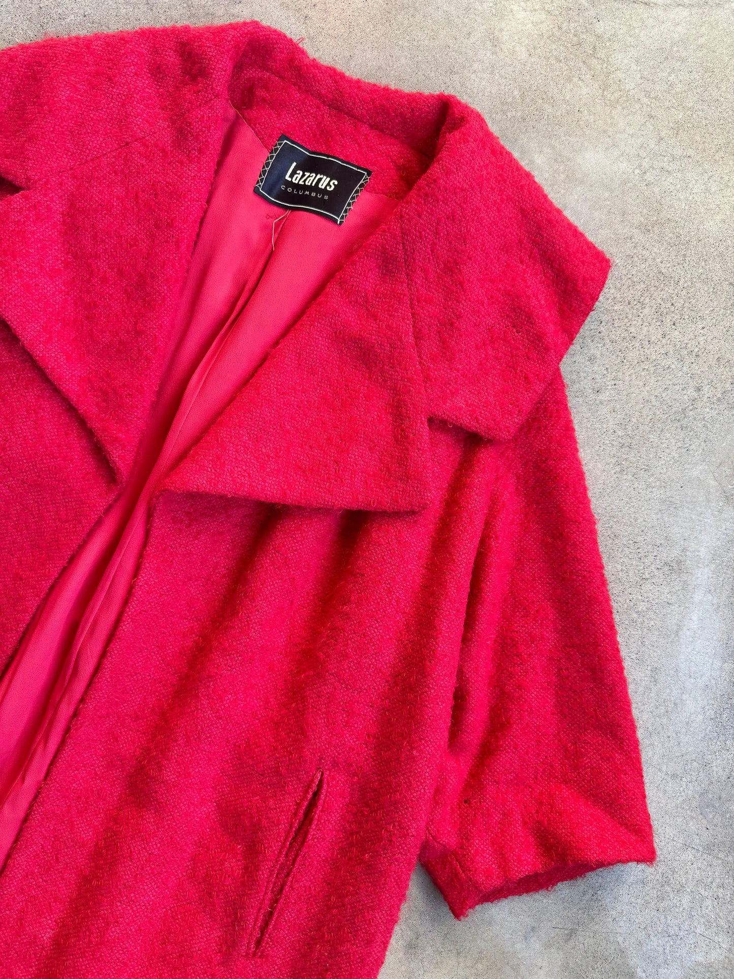 Vintage 1960s Lazarus Red Wool-Blend Swing Coat | Large