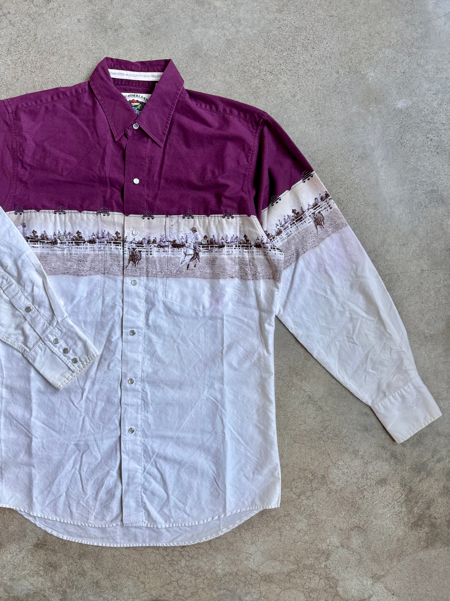 Vintage 1990s Cumberland Outfitters Western Rodeo Cowboy Pearl Snap Shirt | Medium