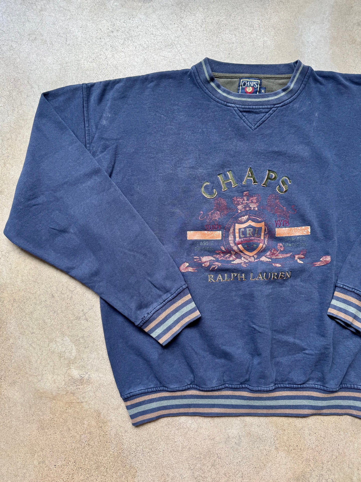 Vintage 1990s Chaps Ralph Lauren Embroidered Crewneck Sweatshirt | XL