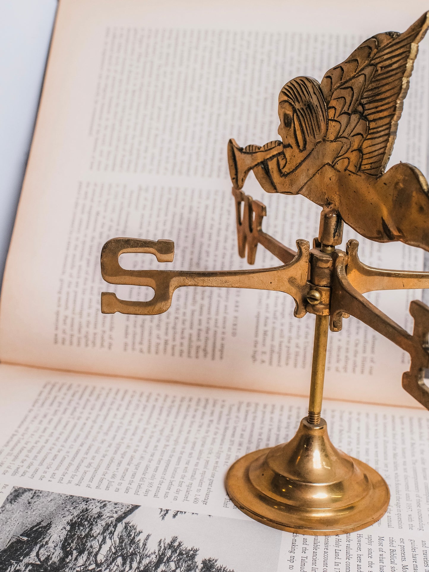 Vintage 1950s Solid Brass Angel Weathervane