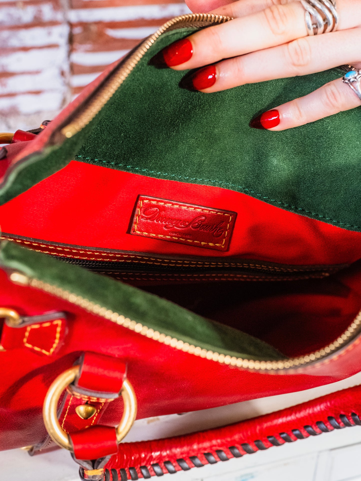 Dooney & Bourke Florentine Leather Satchel Bag | Red