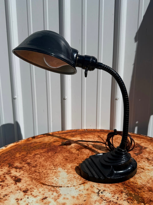 Vintage 1930s Cast Iron Gooseneck Desk Lamp