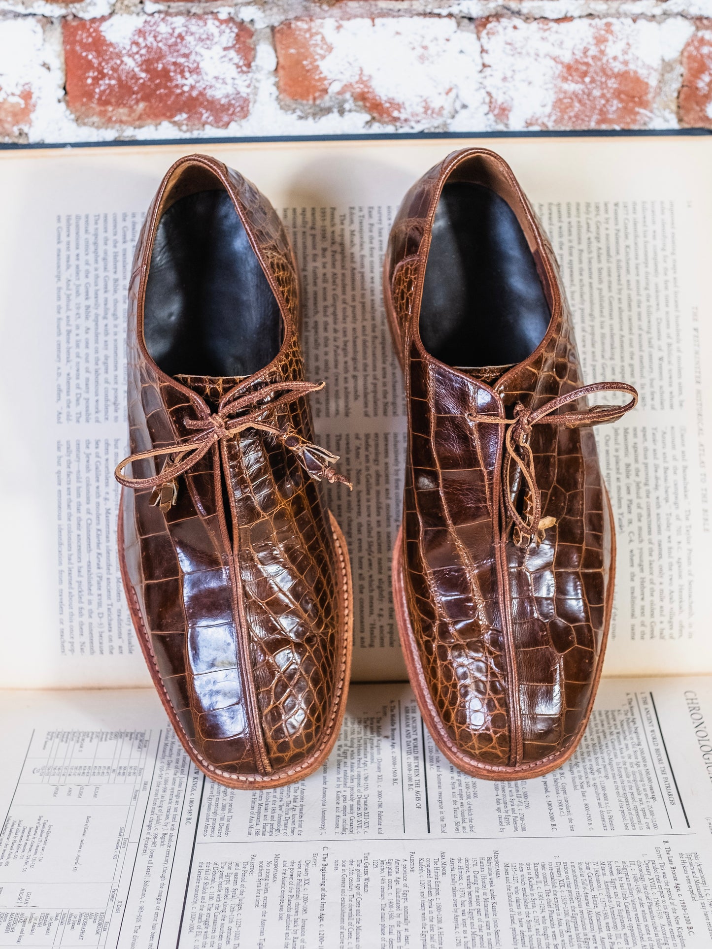 Vintage Brown Croc Leather Derby Dress Shoes