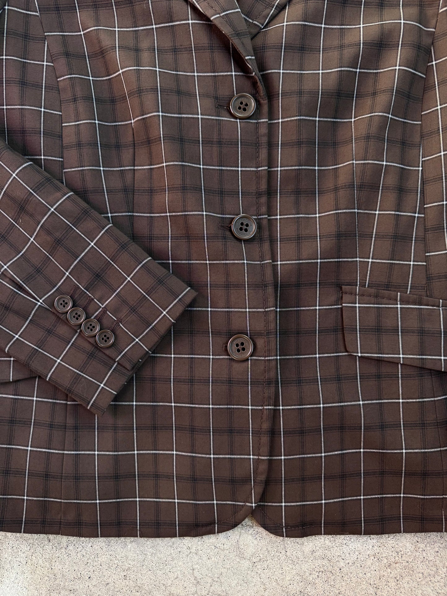 Vintage 1990s Liz Claiborne Brown Plaid Two-Piece Skirt Suit | Medium