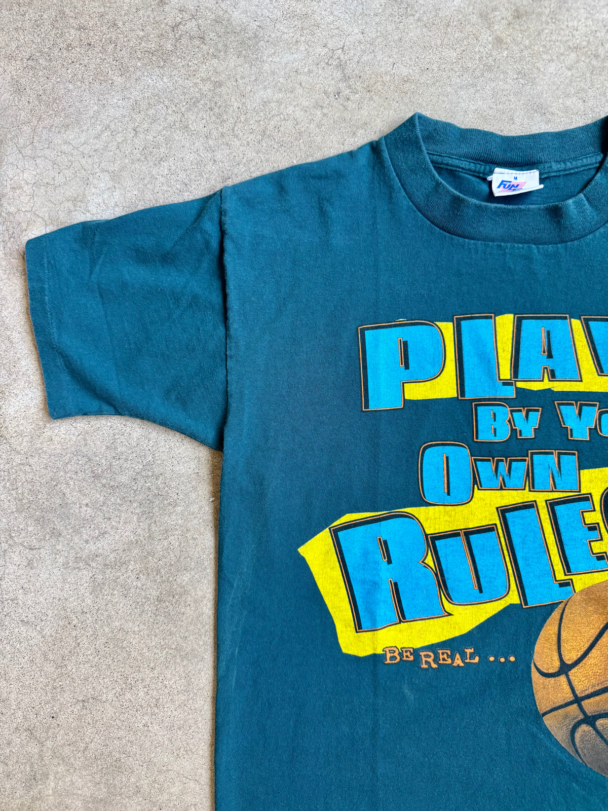 Vintage 1990s “Play By Your Own Rules” Basketball Graphic Tee | Medium