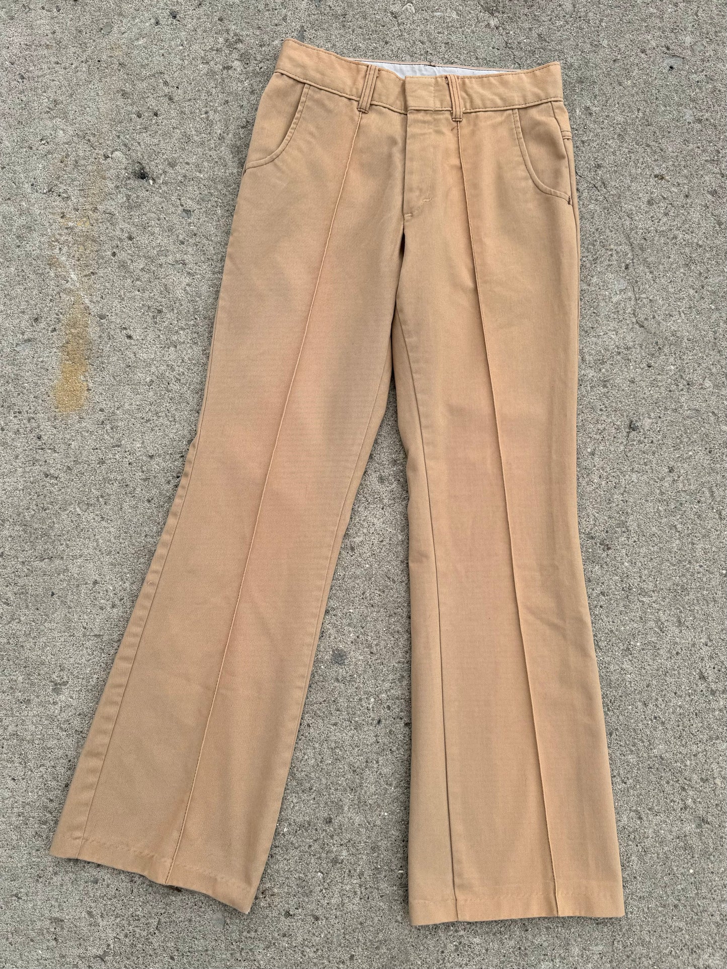 Vintage 1970s Sears Khaki Mid-Rise Bell Bottom Trousers | Waist 29”