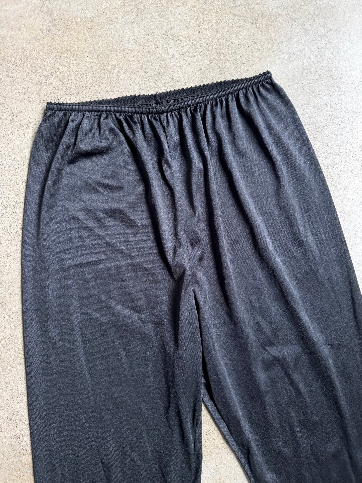 Black Nylon Lace Slip Pants | Medium