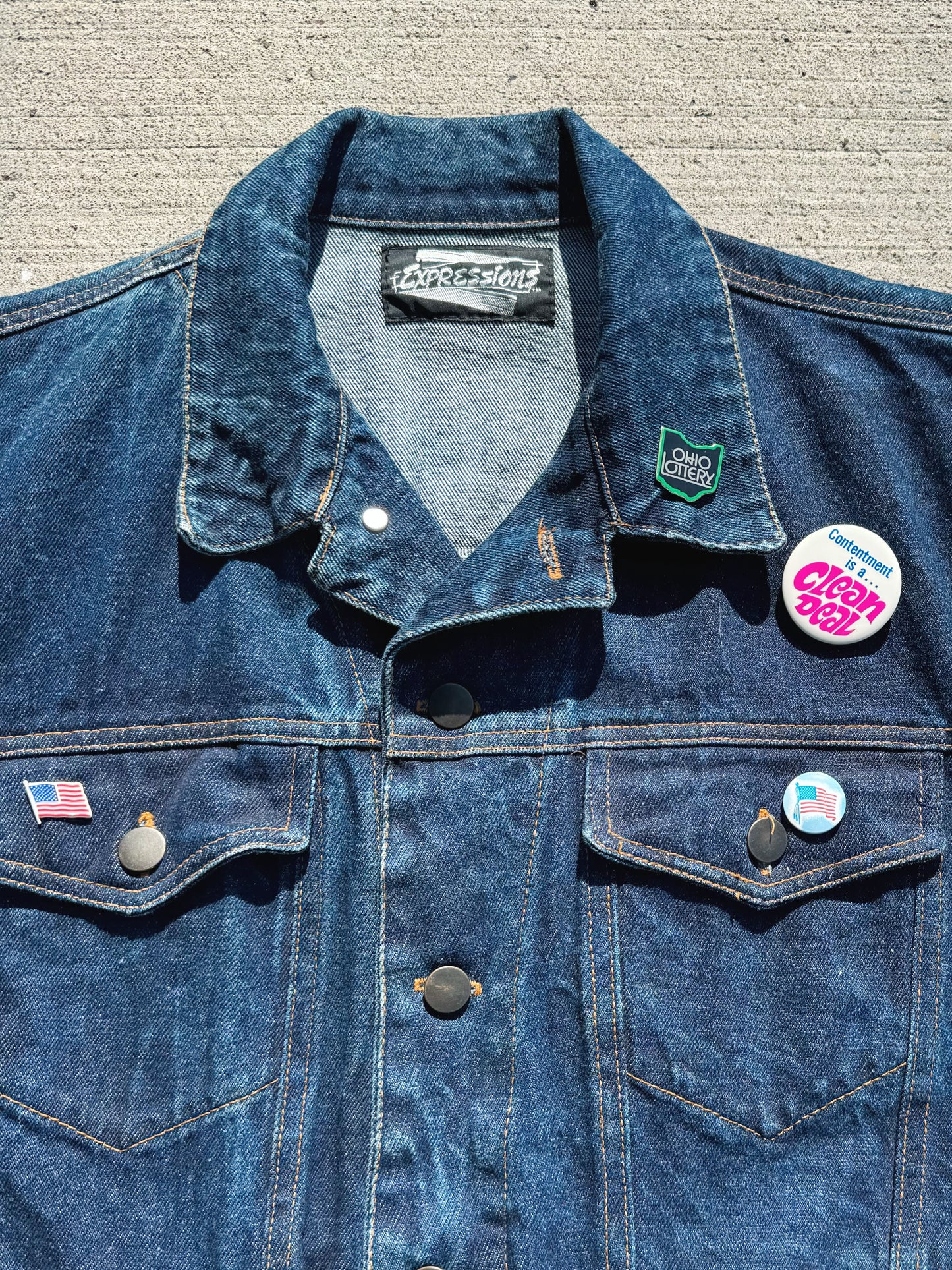 Vintage Expressions Cut Off Denim Vest w/ Pins | M/L