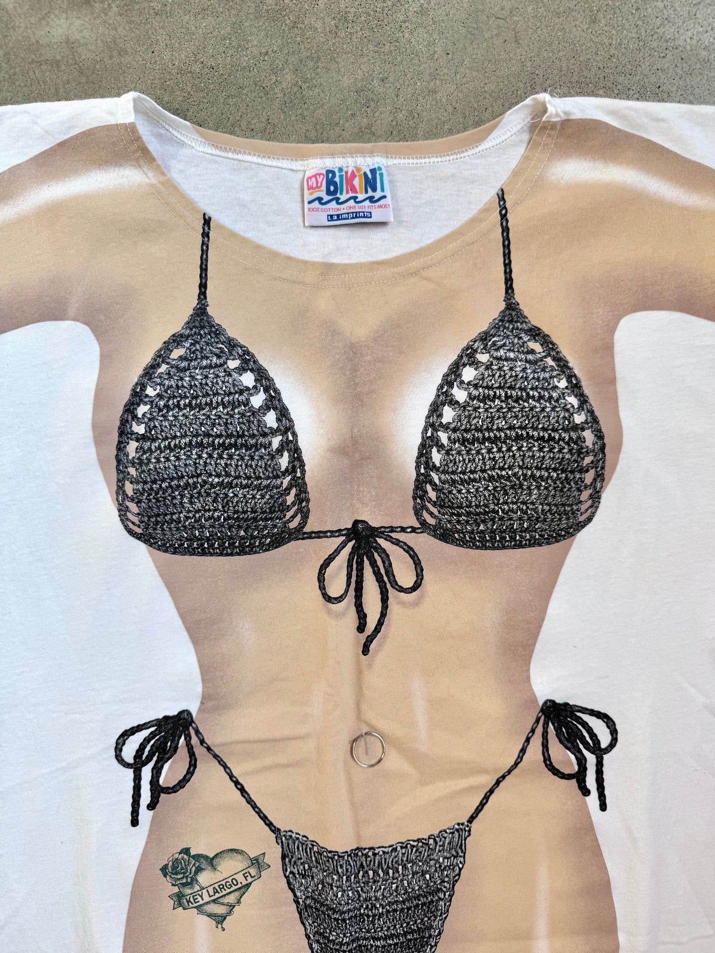 Vintage 1990s L.A. Imprints My Bikini Body Printed Beach Cover-Up Tee | One Size