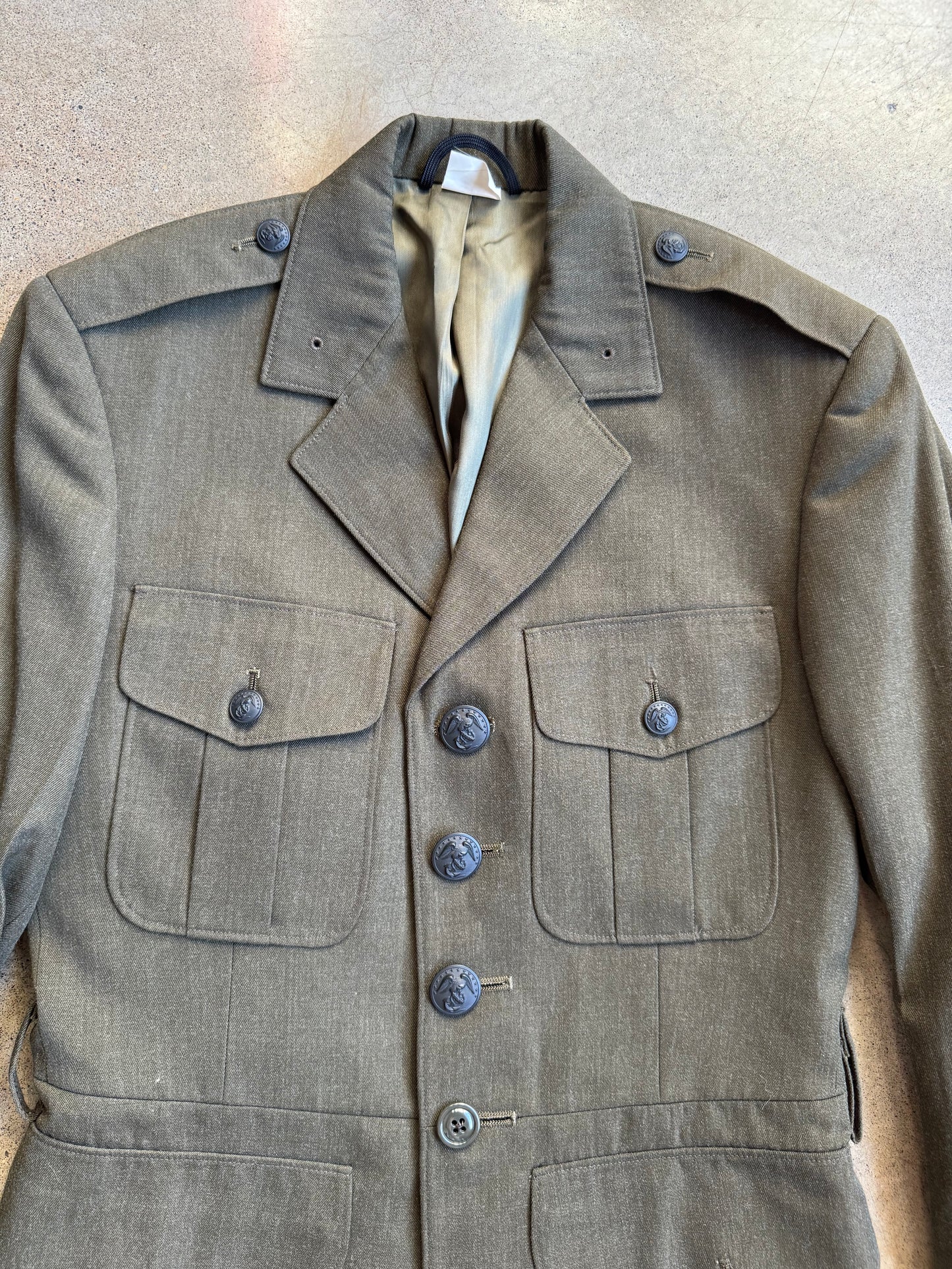 Vintage 1980s U.S. Marine Corps. Military Issue Wool Two-Piece Dress Suit | 37L