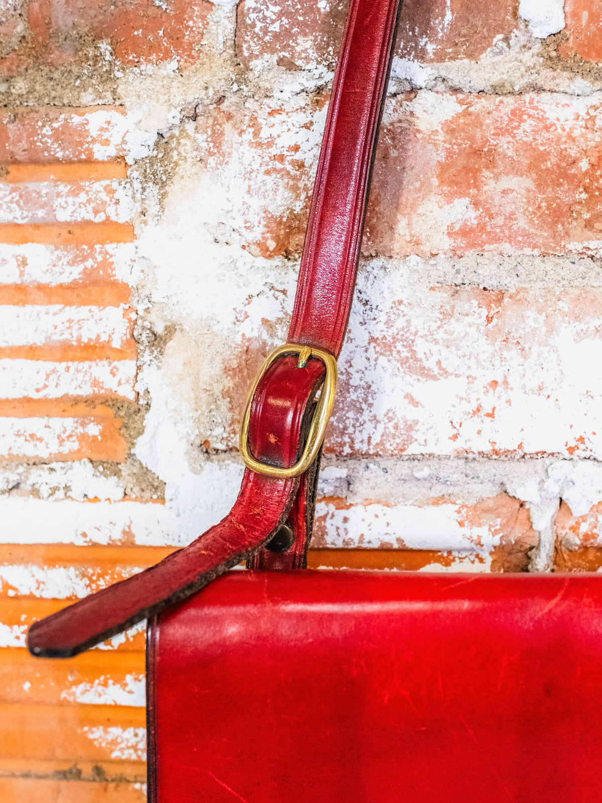 Vintage Dennis Knight Handcrafted Red Leather Saddle Bag