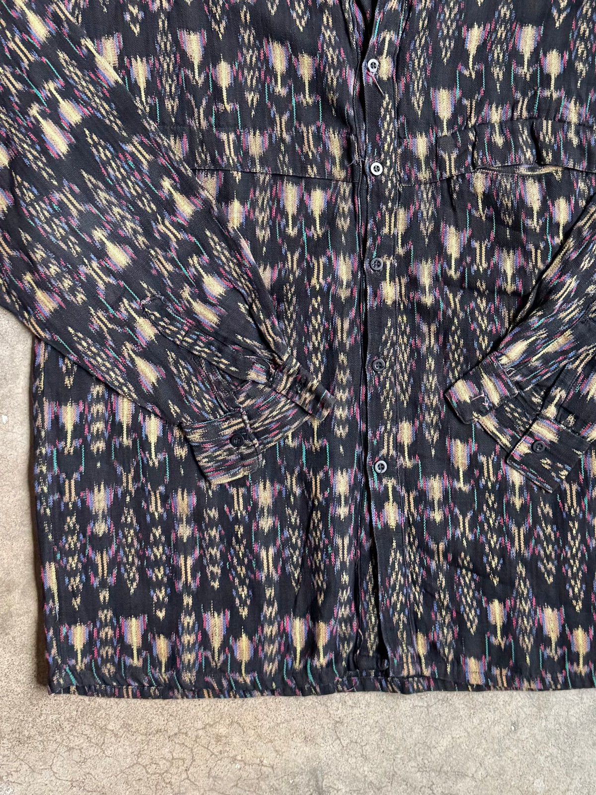 Vintage 1980s/90s Native Expressions Guatemalan Cotton Ikat Woven Shirt | Large