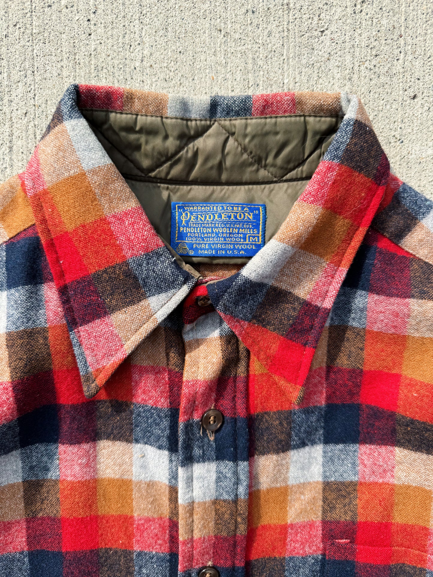 Vintage 1980s Pendleton Plaid Wool Flannel Shirt | Medium