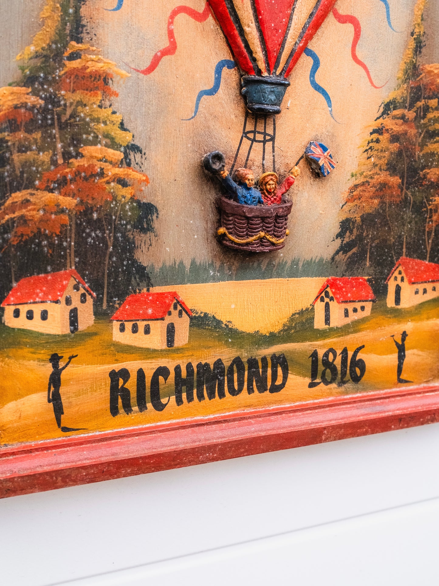 Vintage 1950s Geo Blunts Balloon Flight Rustic Wood Sign