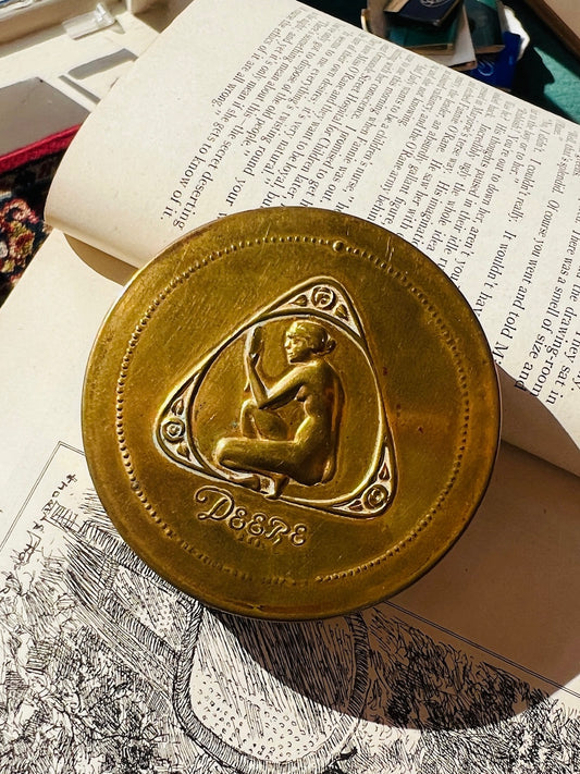 Vintage 1930s Deere Gilded Brass Makeup Compact