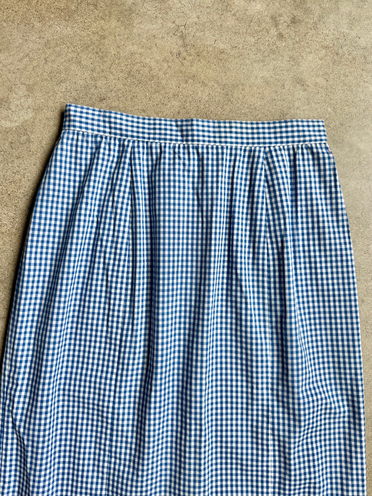 Vintage 1960s Handmade Blue Gingham Two-Piece Skirt Set | XS/S