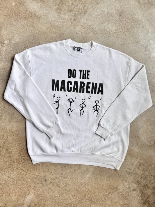 Vintage 1990s Lee White “Do The Macarena” Crewneck Sweatshirt | XL