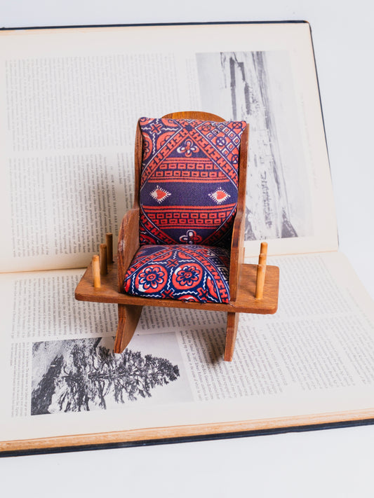 Vintage 1950s Wooden "Mini Rocker" Sewing Caddy Pin Cushion