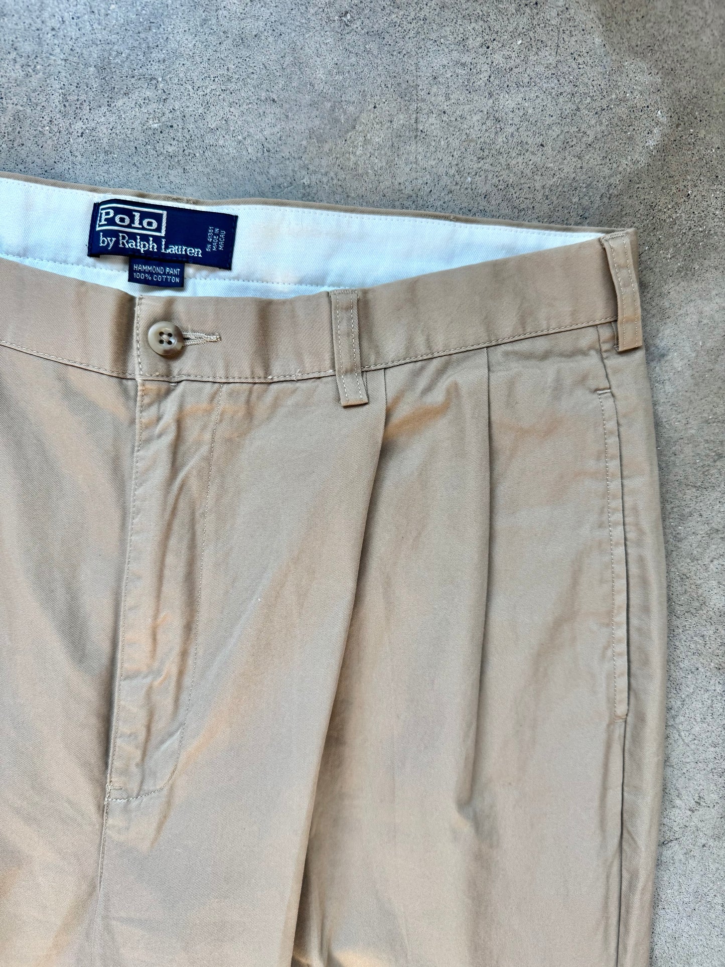 Vintage 1990s Polo Ralph Lauren “Hammond Pant” Khaki Pleated Trousers | 35/30