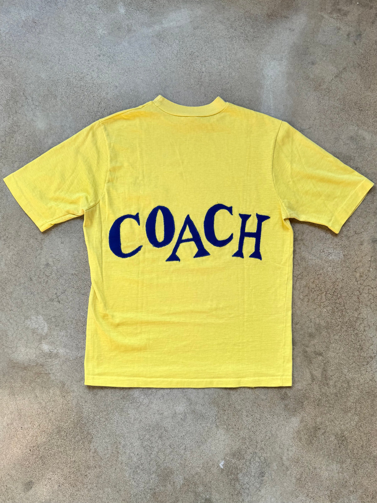 Vintage 1960s Turtle King Yellow “Coach Mike” Embroidered Tee | Large