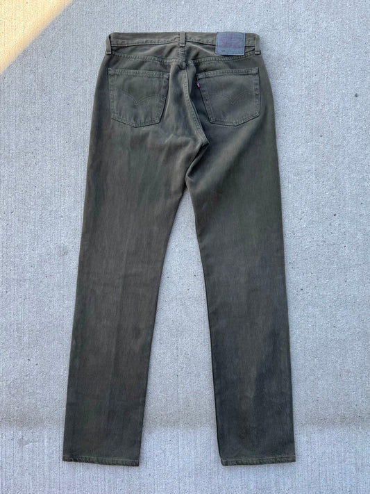 Vintage 1990s Levi’s 501 Button Fly Dark Green Jeans | Waist 33”