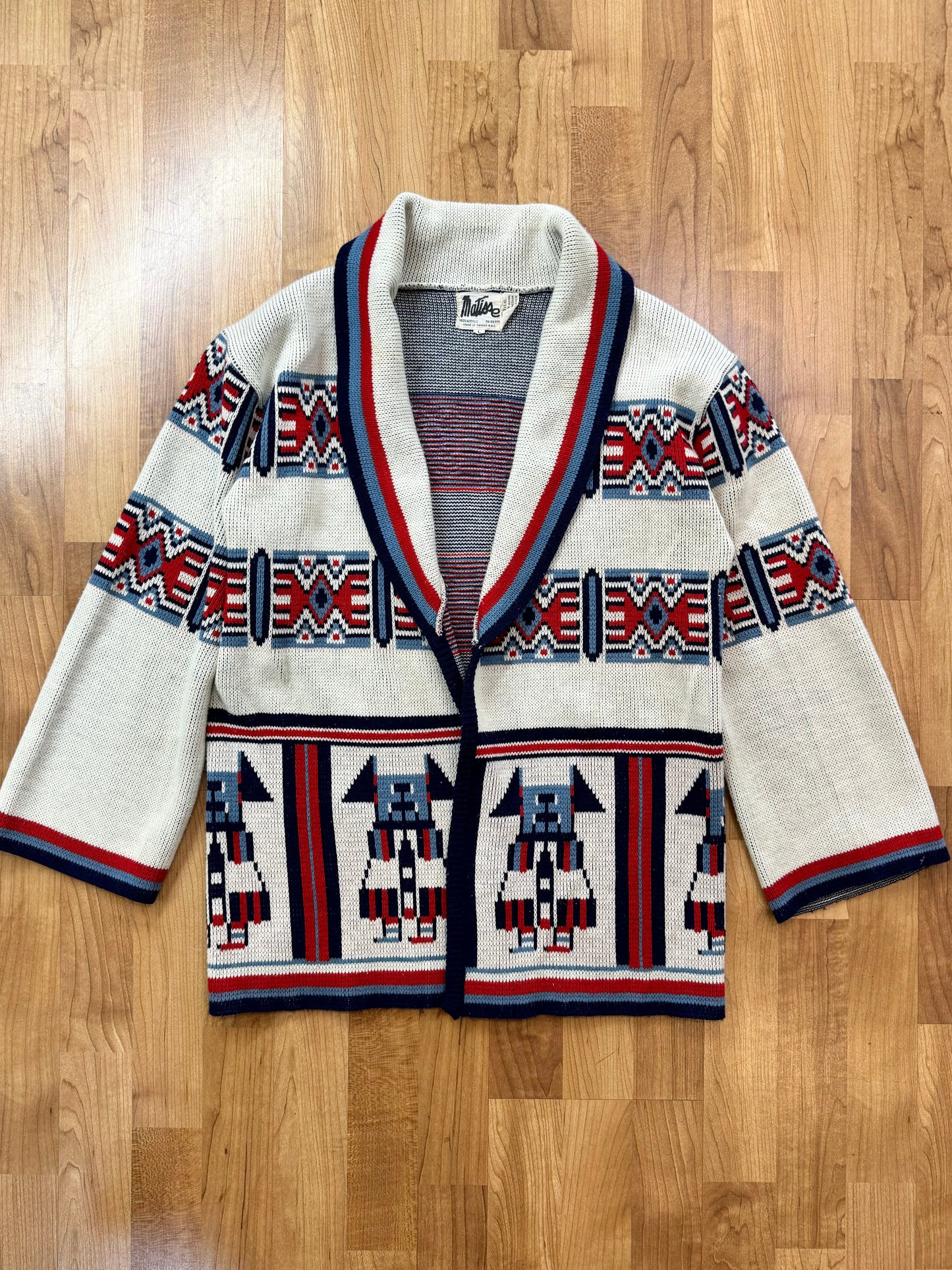 Vintage Matisse Southwestern Acrylic Knit Cardigan | Large