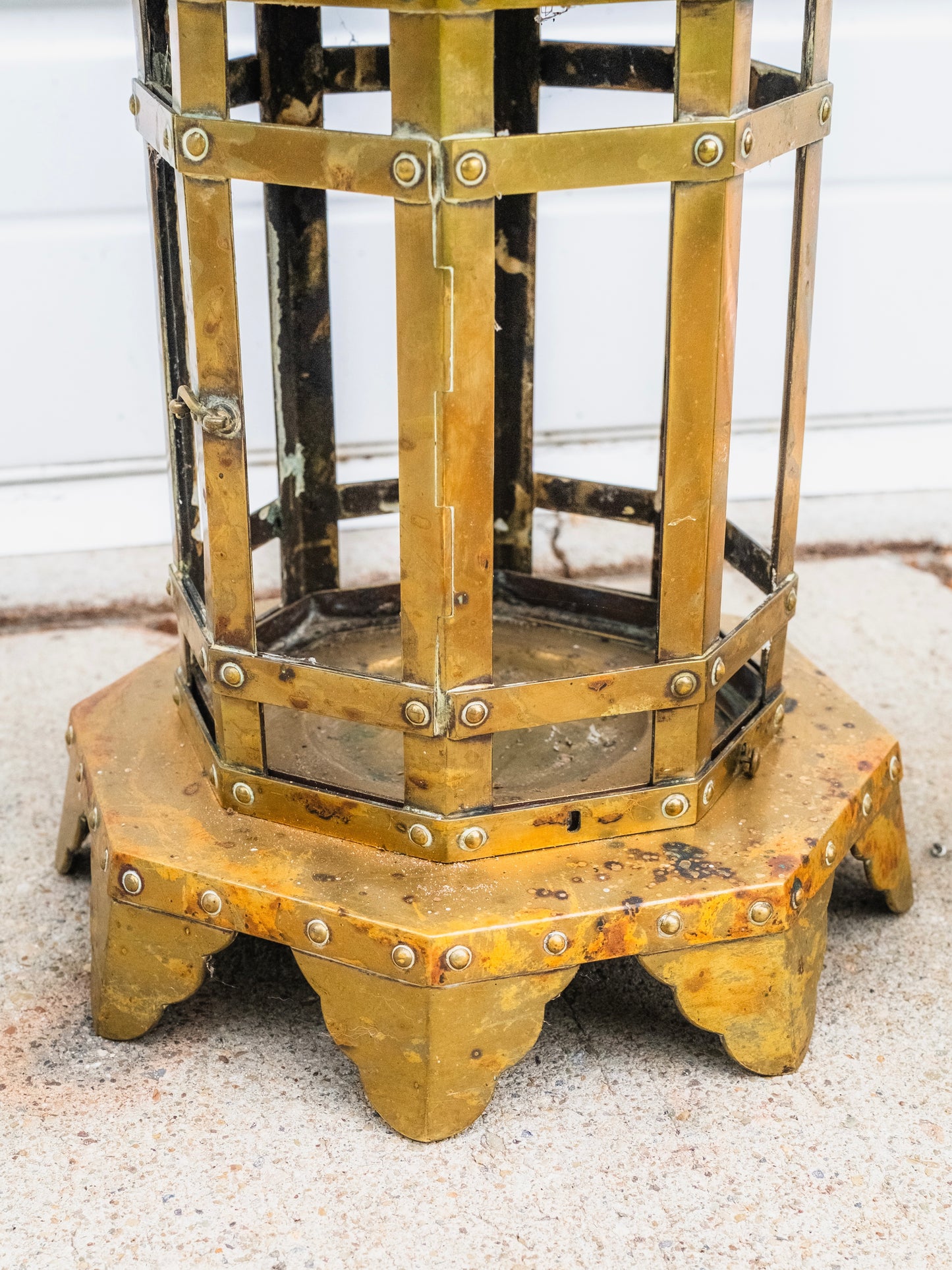 Antique 1855 Japanese Solid Brass Buddhist Temple Lanterns | Set of 2