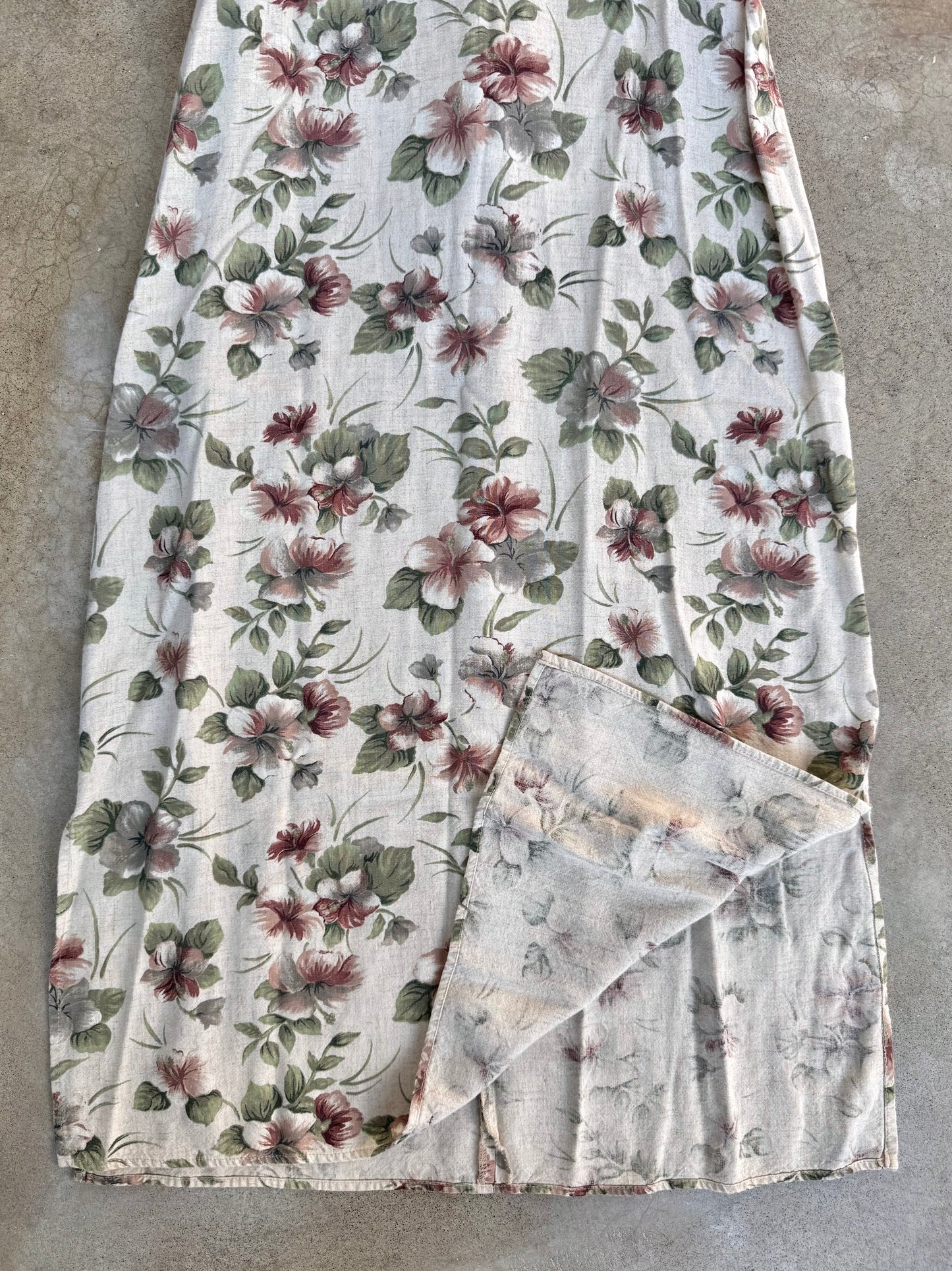 Vintage 1980s Jazz II Muted Floral Short Sleeve Maxi Dress | Medium