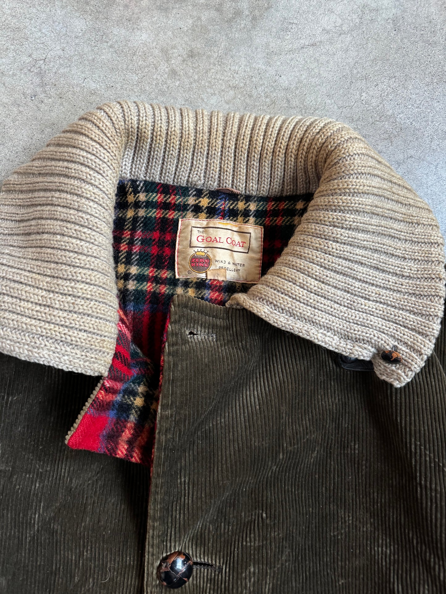 Vintage 1970s Zero King “The Goal Coat” Green Corduroy Wool Lined Winter Jacket | 40