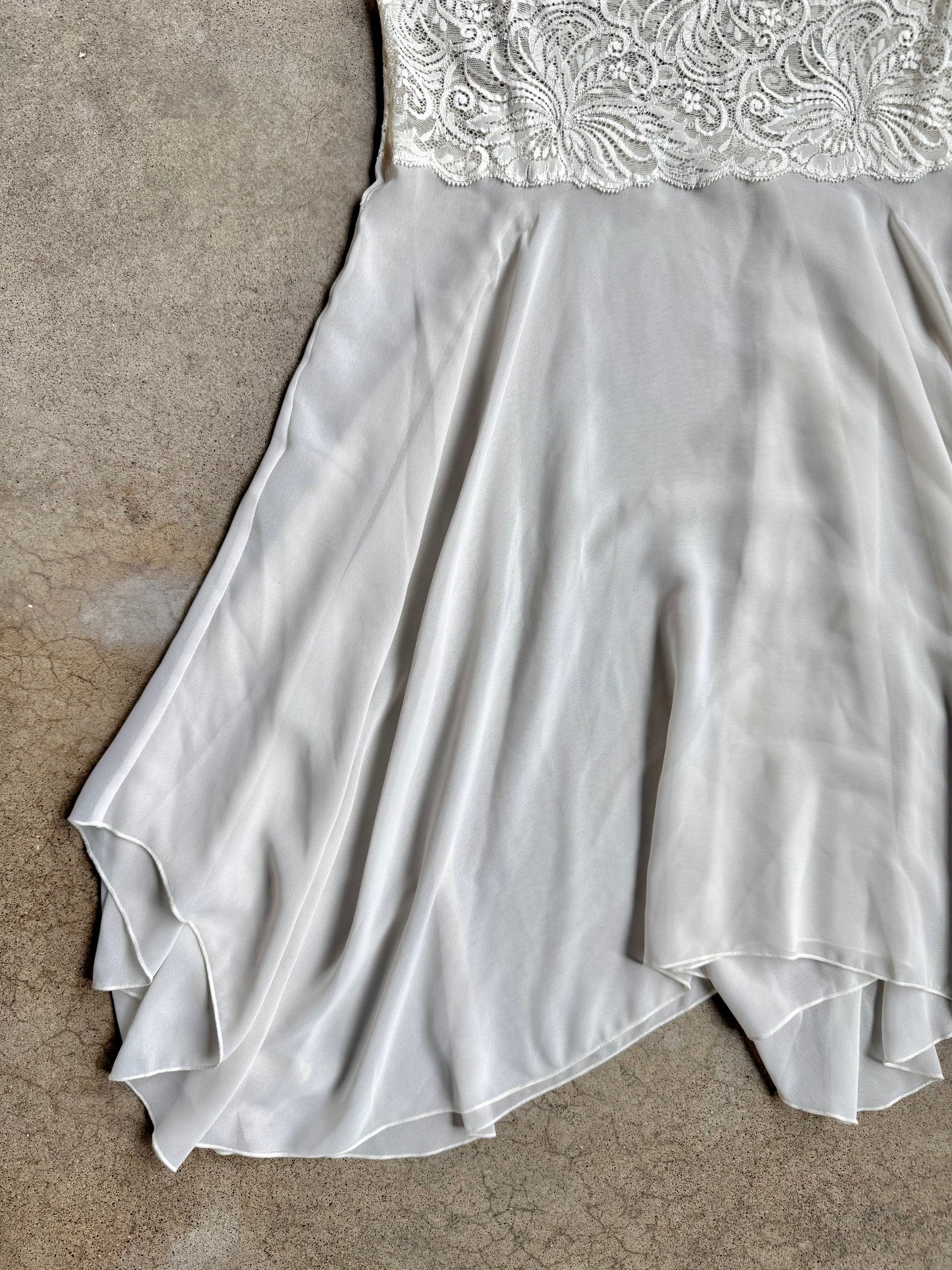 Vintage 1990s Victoria's Secret White Sheer Lace Panel Slip Dress | Medium
