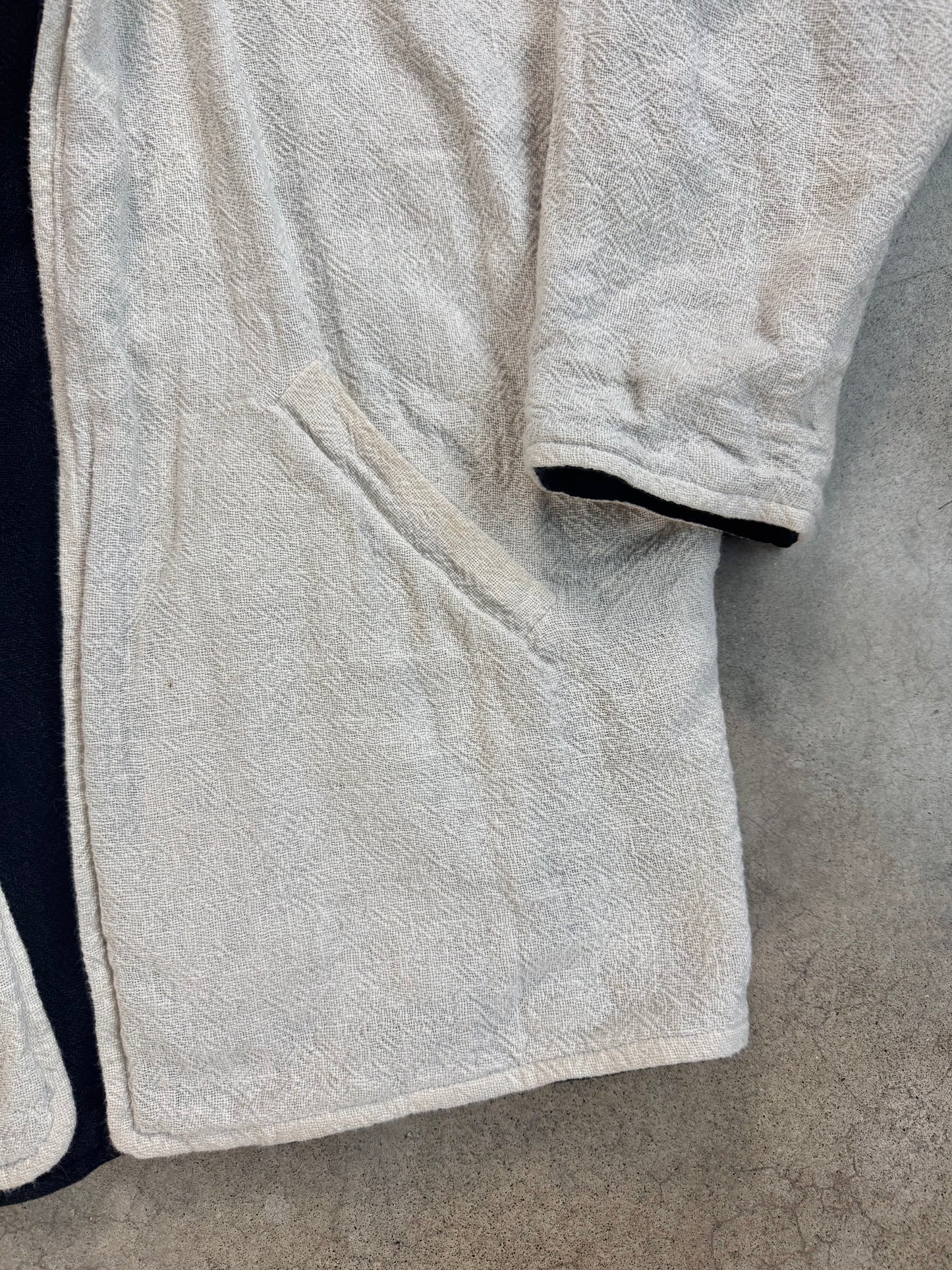 Vintage 1980s Sangam Imports Reversible Cream & Black Cotton Jacket | M/L
