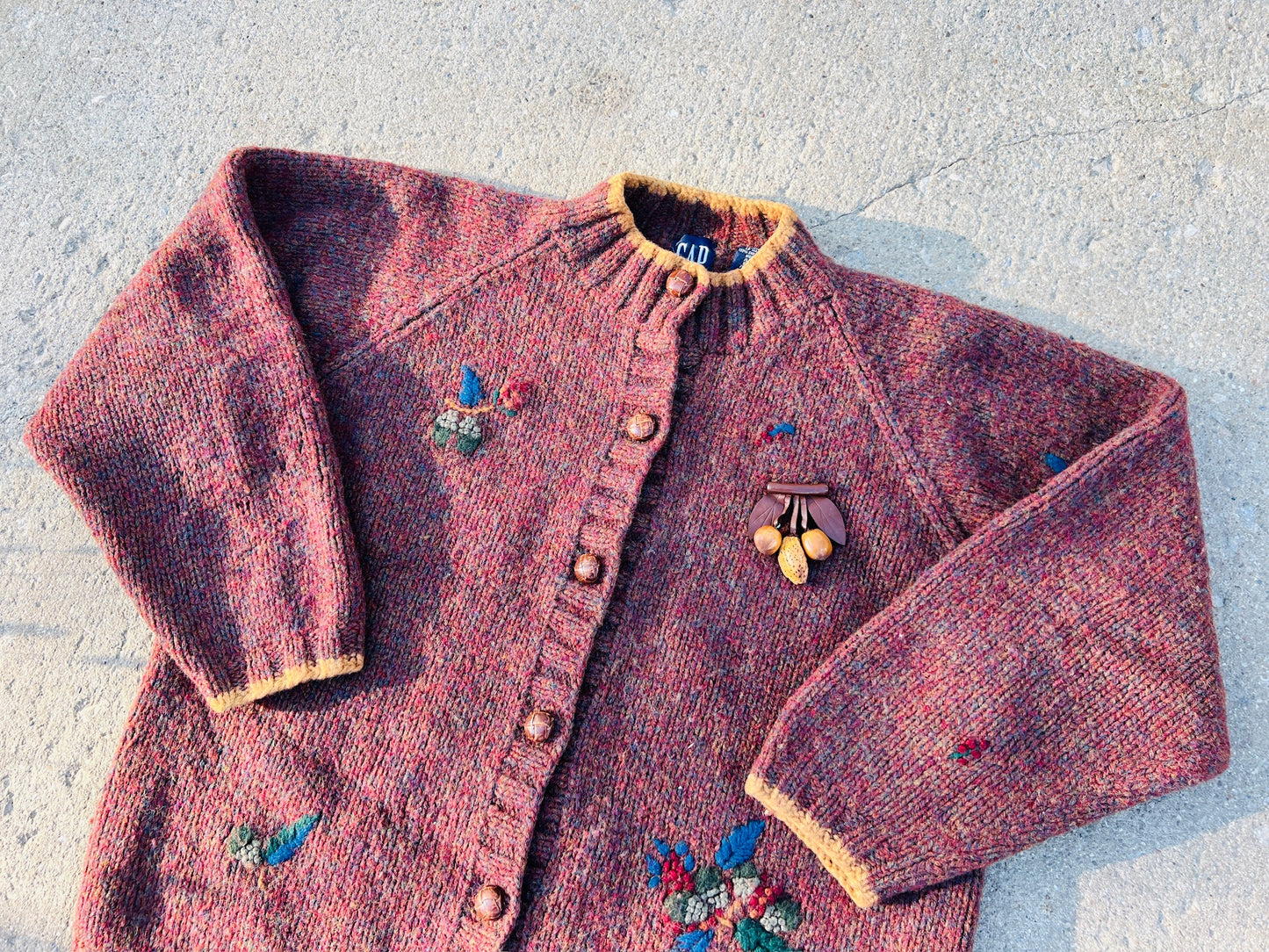 Vintage 1990s Gap Hand-Knit Shetland Wool Cardigan