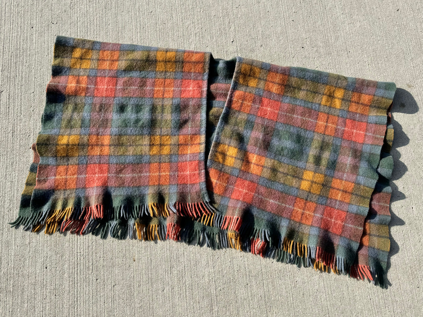 Vintage The Scotch House Plaid Wool Blanket Poncho