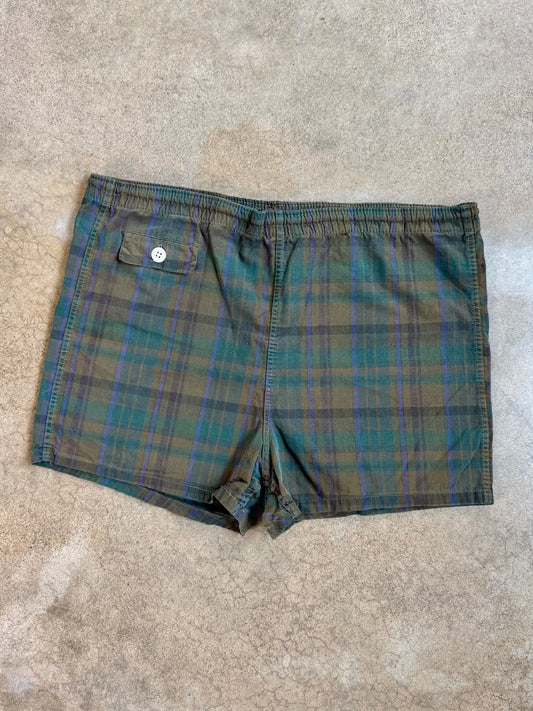Vintage 1960s JCPenney Dark Plaid Cotton Shorts | Large