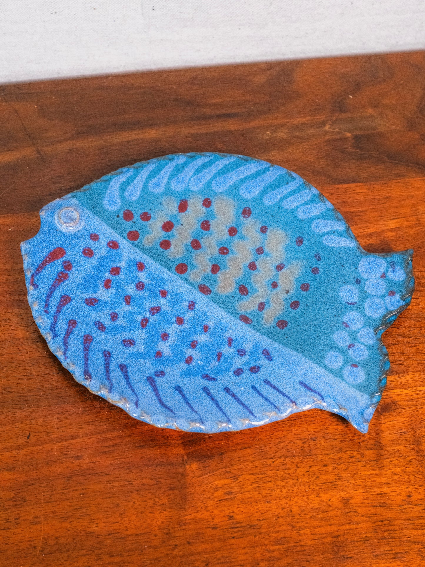 Vintage 1990s Studio Pottery Signed Fish Platter