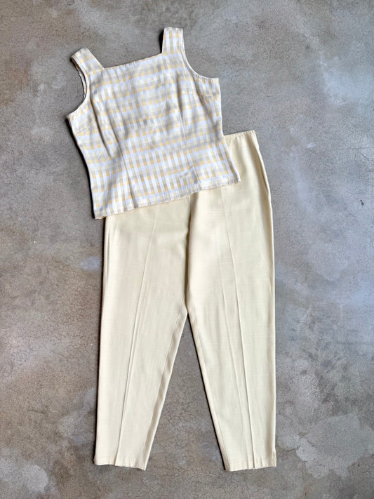 Vintage 1990s Giorgio Fiortini Butter Yellow Tank Top & Pant Set | Medium