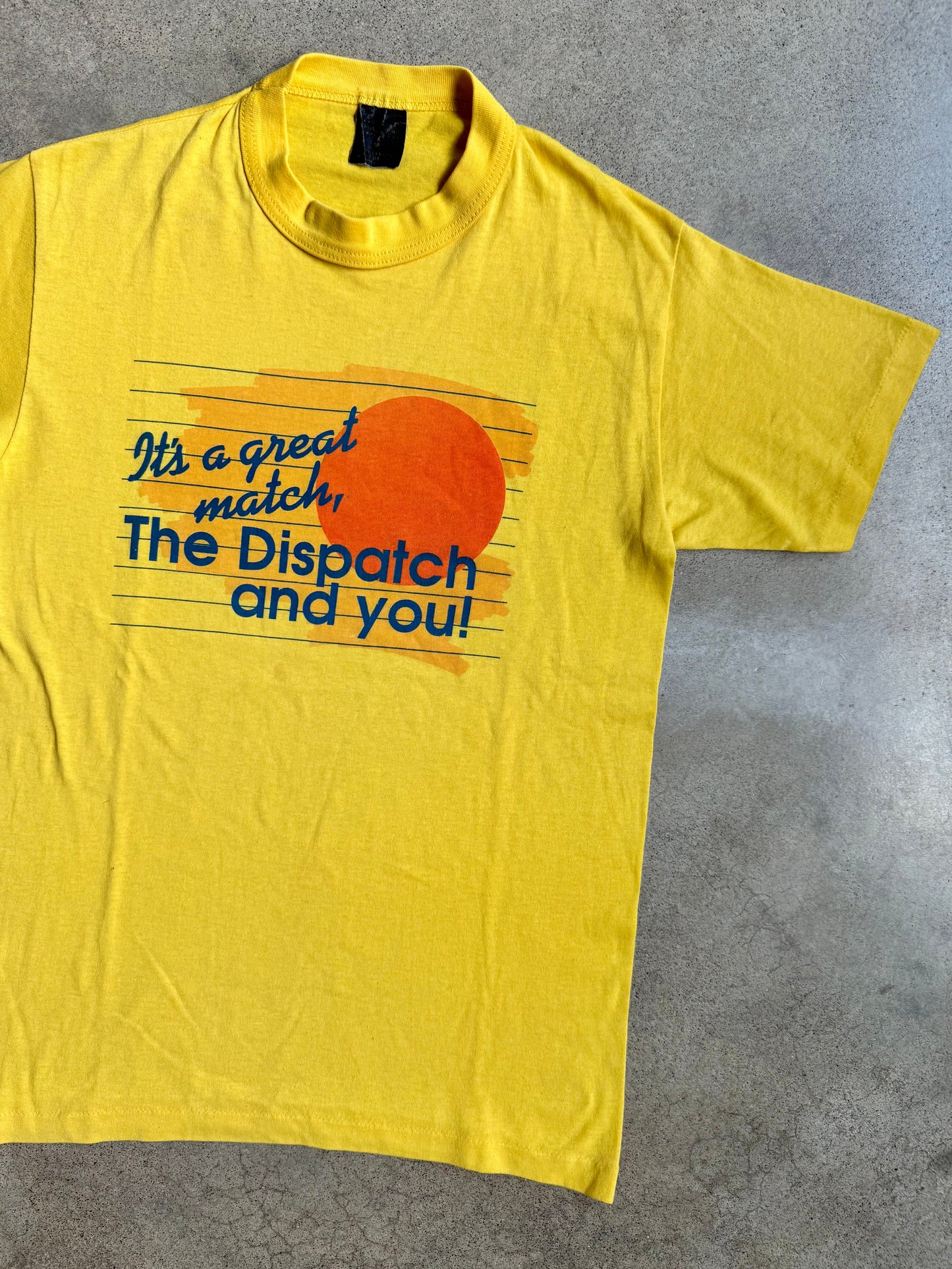 Vintage 1980s Yellow Columbus Dispatch Graphic Tee | Medium
