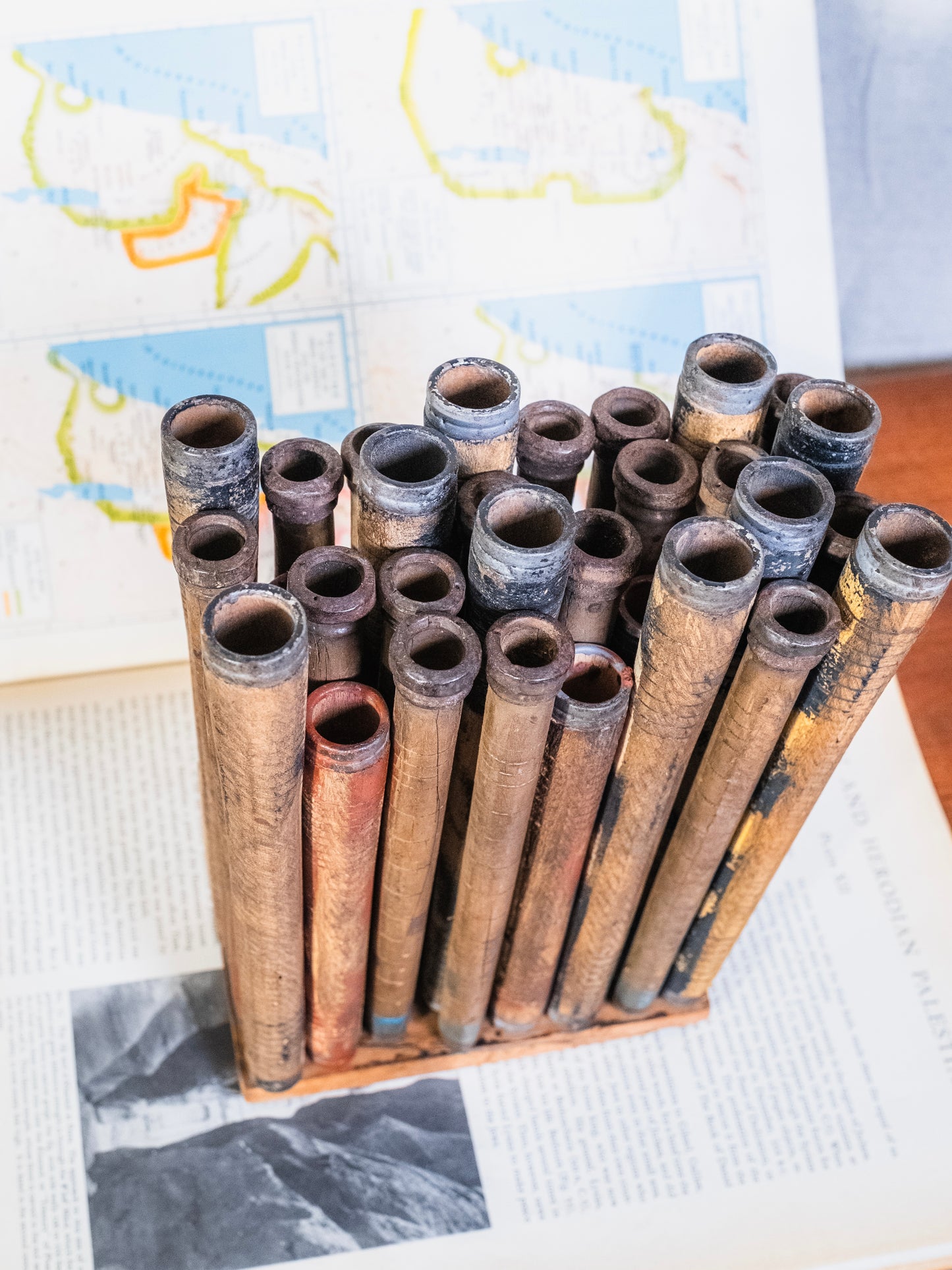 Vintage Reclaimed Wool Spool Bud Vase Art