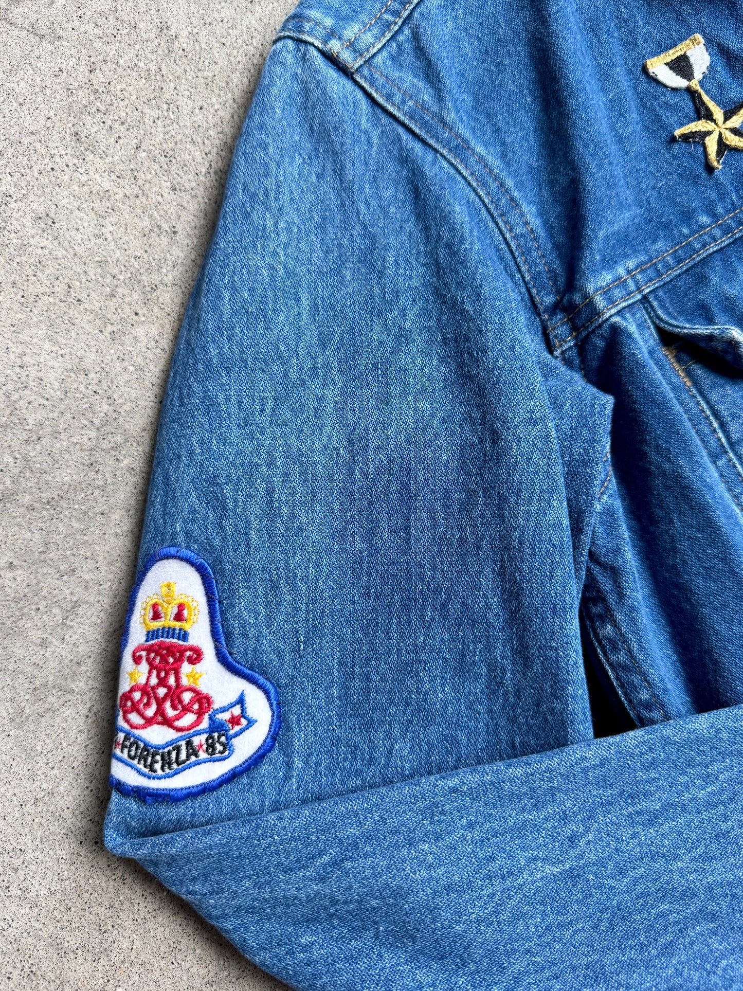 Vintage 1990s Limited Express Patched Denim Trucker Jacket | Medium