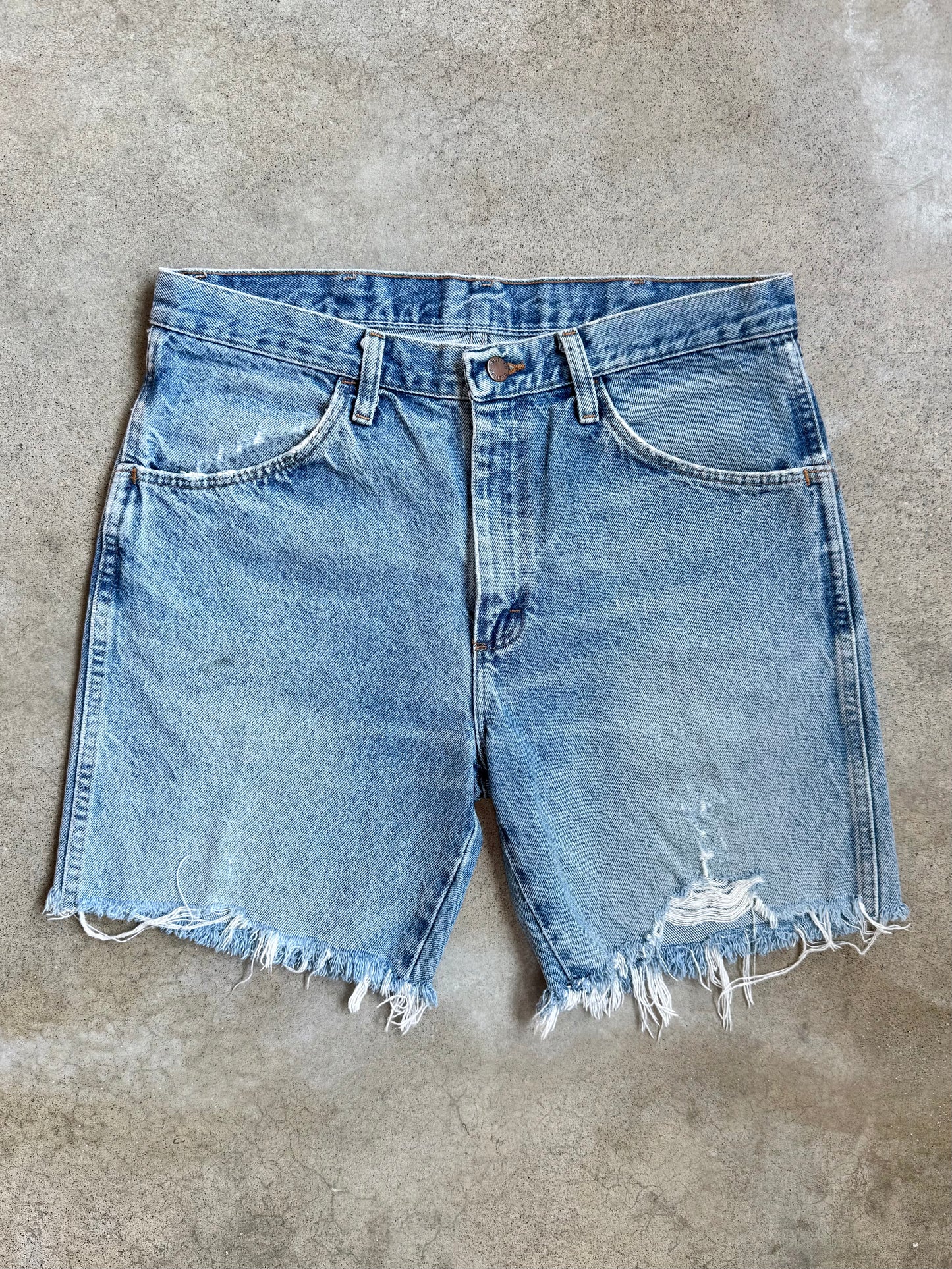 Vintage Rustler Light Wash Cutoff Denim Shorts | 33