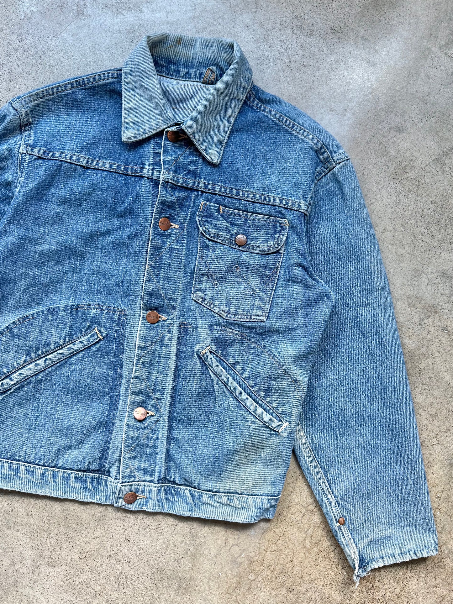 Vintage Wrangler Distressed Denim Jacket | Small