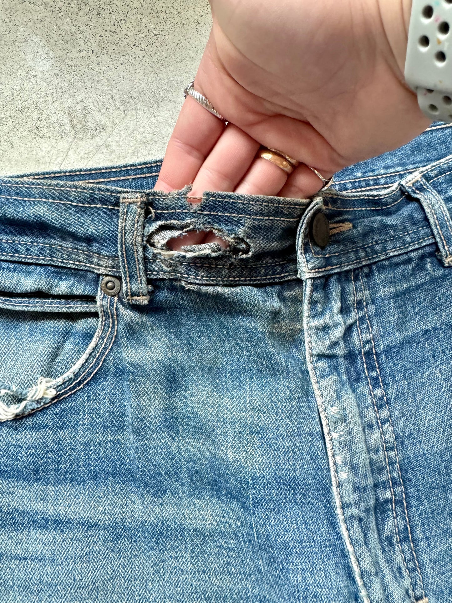 Vintage 1970s Ocean Terminal Distressed Bootcut Jeans | Waist 34”