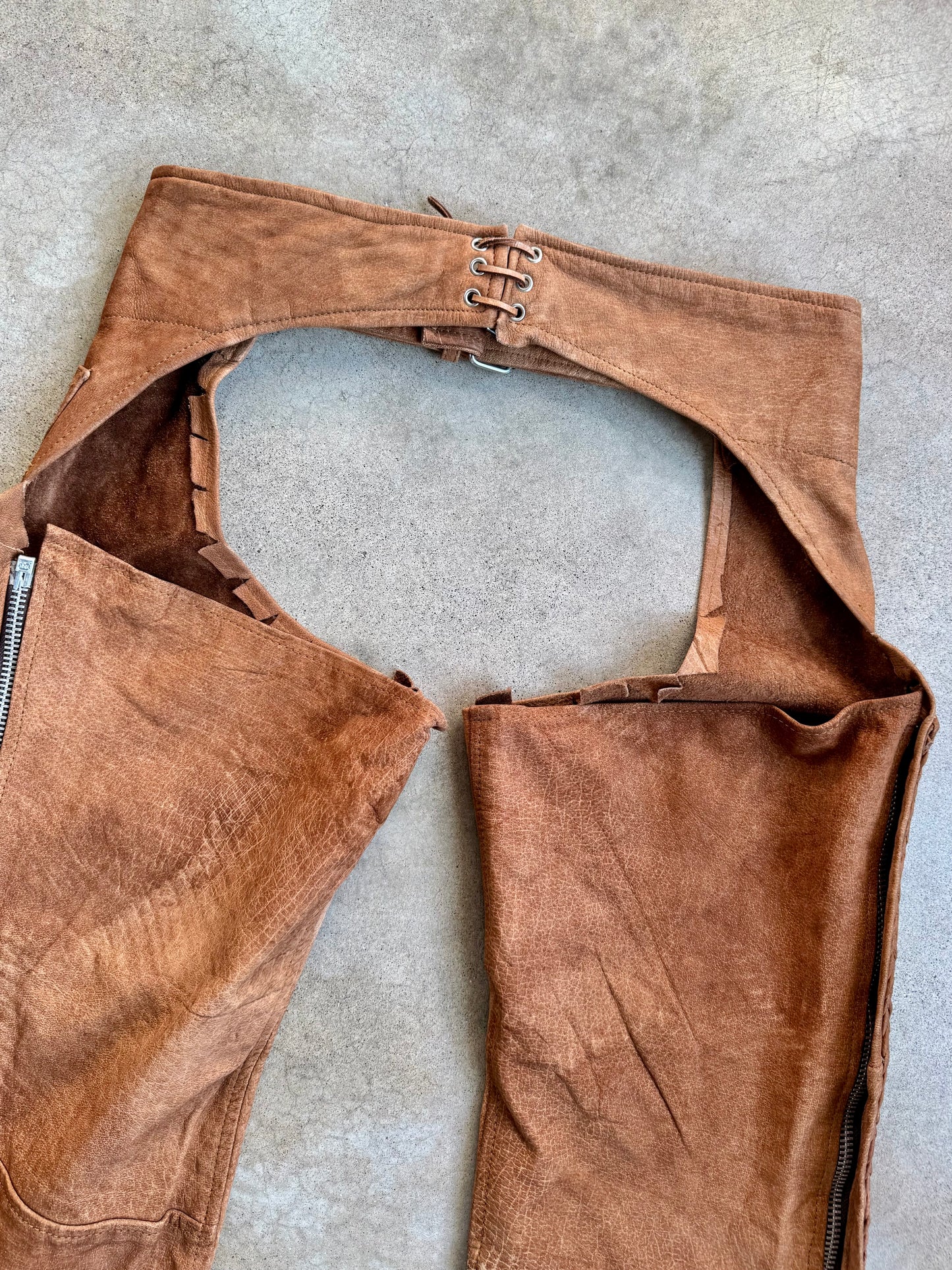 Vintage 1990s Leather Wear Brown Suede Western Chaps | XXL