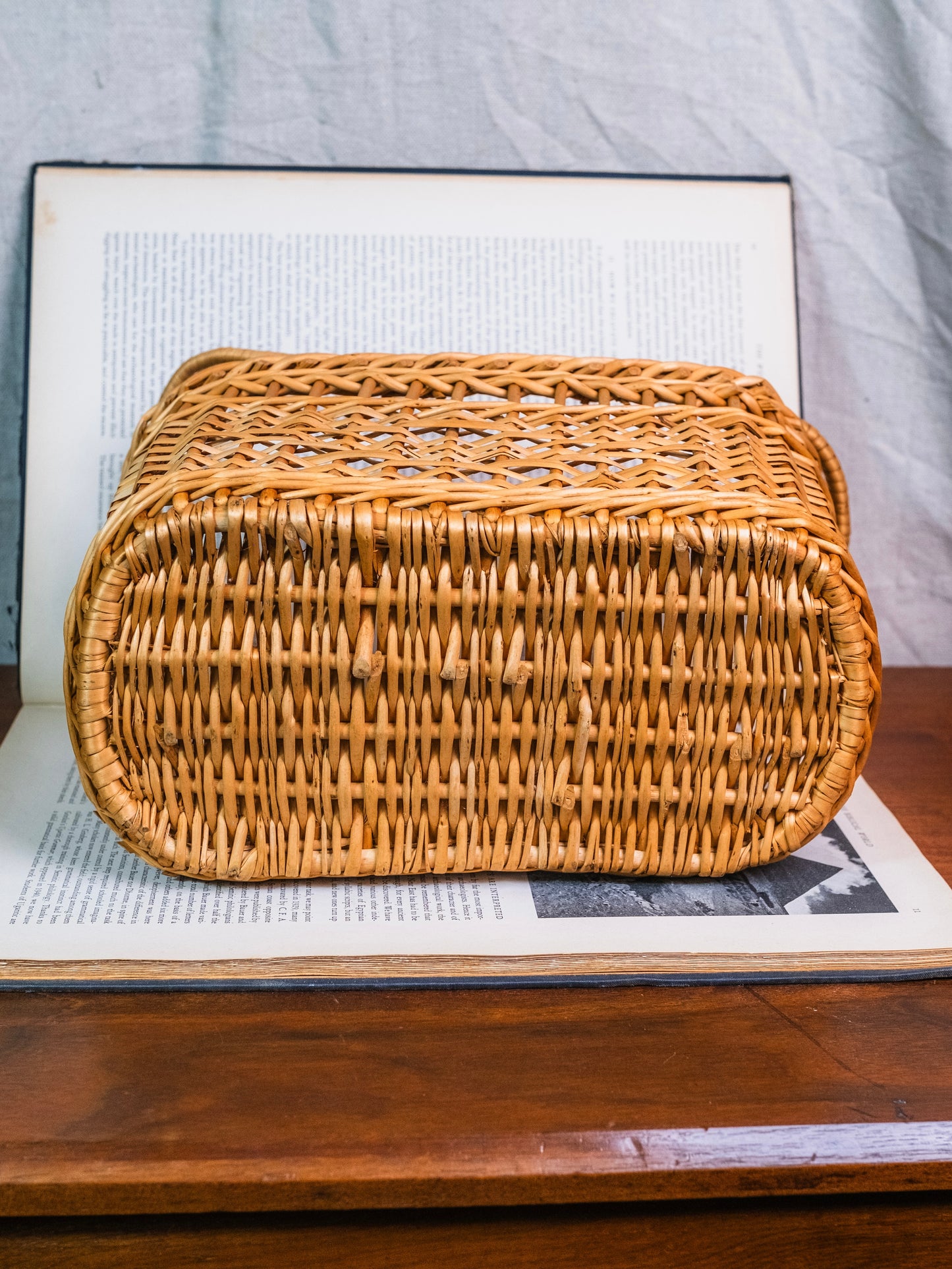 Vintage 1960s/70s Woven Wicker Basket w/ Handles
