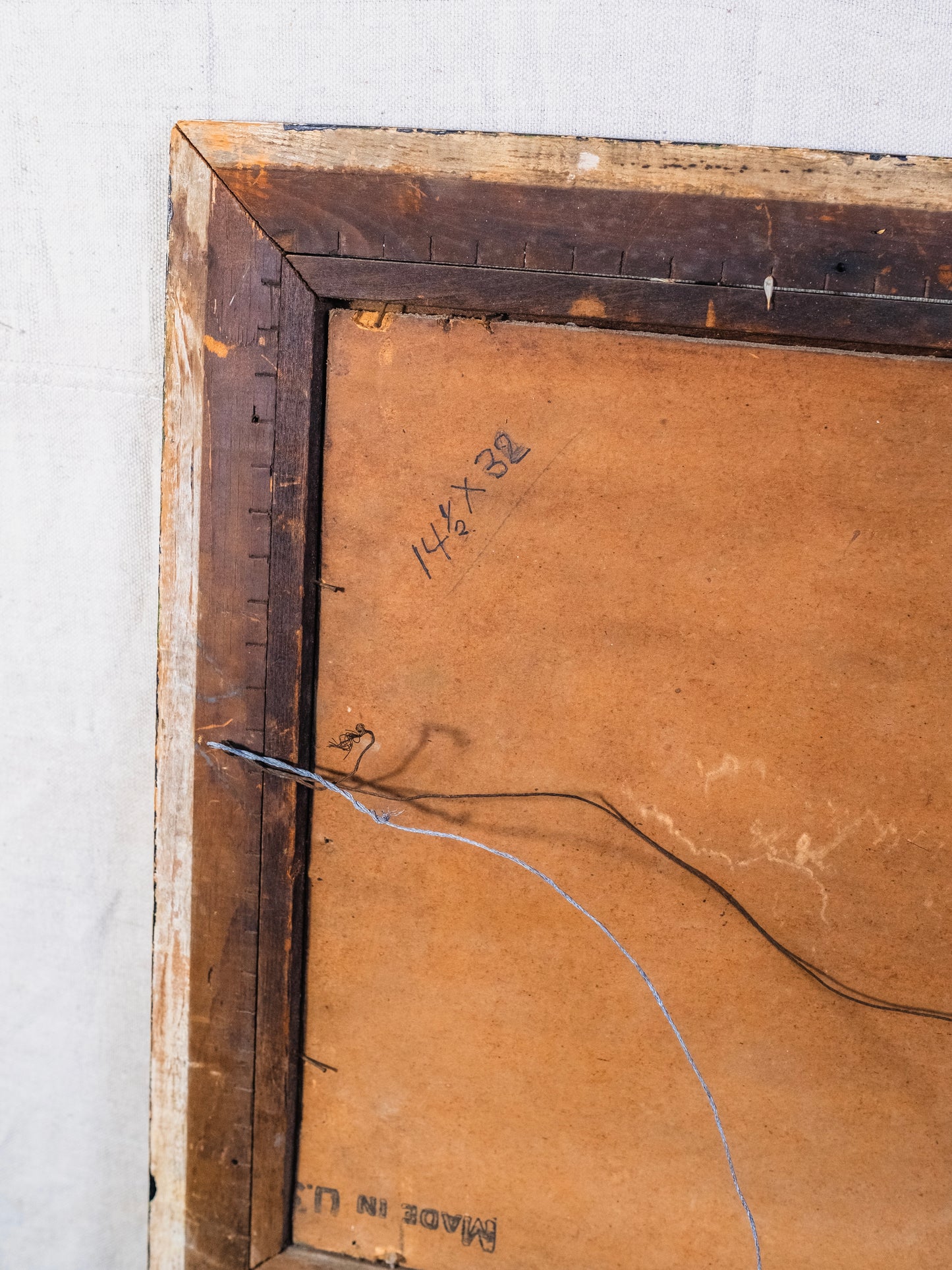 Vintage 1940s Framed Rustic Folk Art Farm Landscape Oil on Board Painting